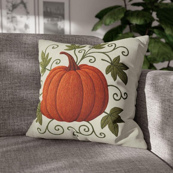 Autumn Pumpkin Faux Suede Pillowcase: Pumpkin Pillow - Picture 2 of 8
